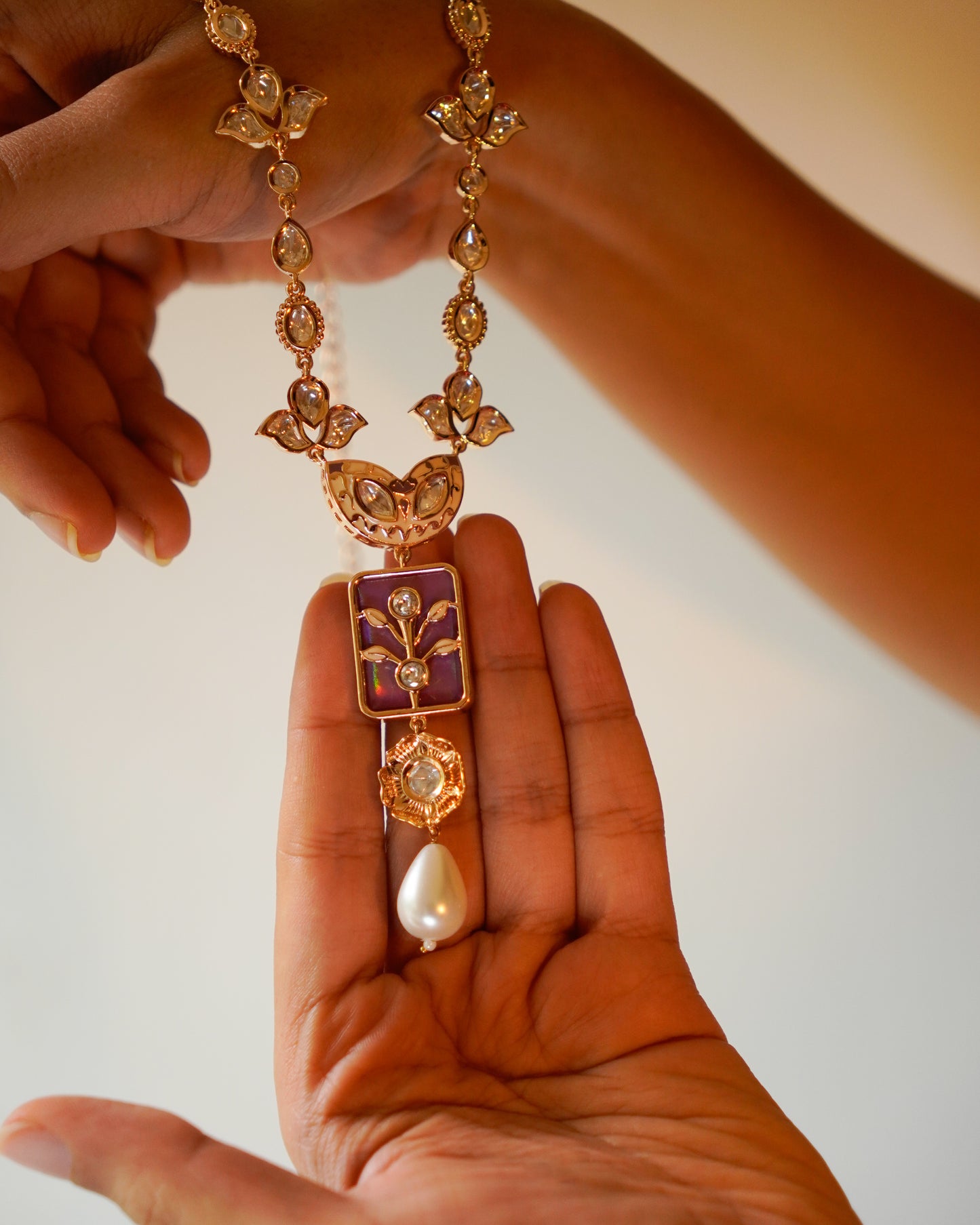 ROOP- Pink Pearl Pendant Necklace Set