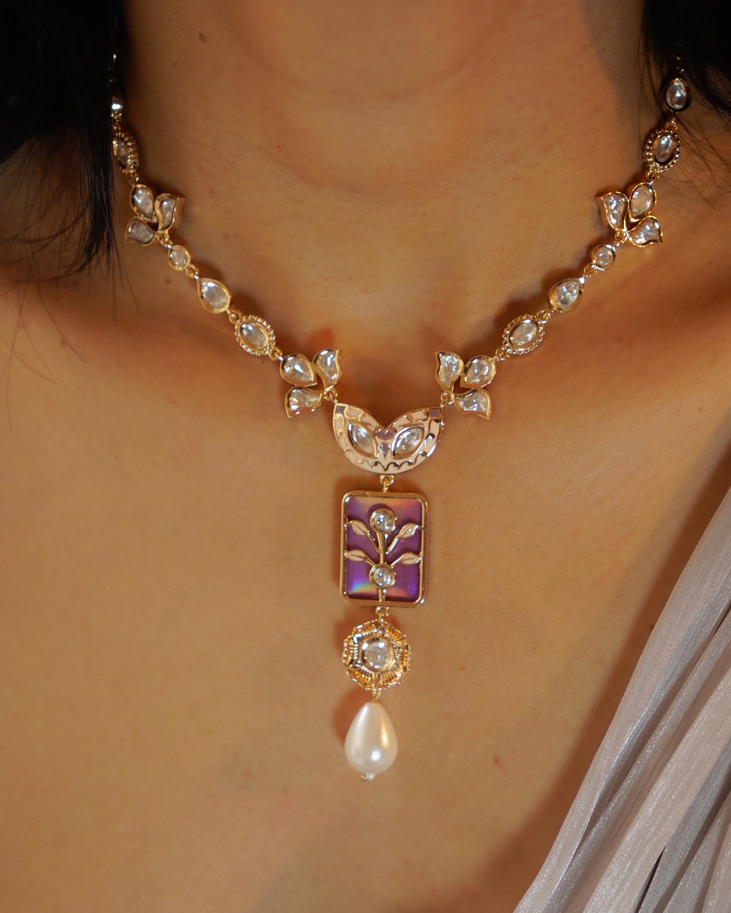 ROOP- Pink Pearl Pendant Necklace Set