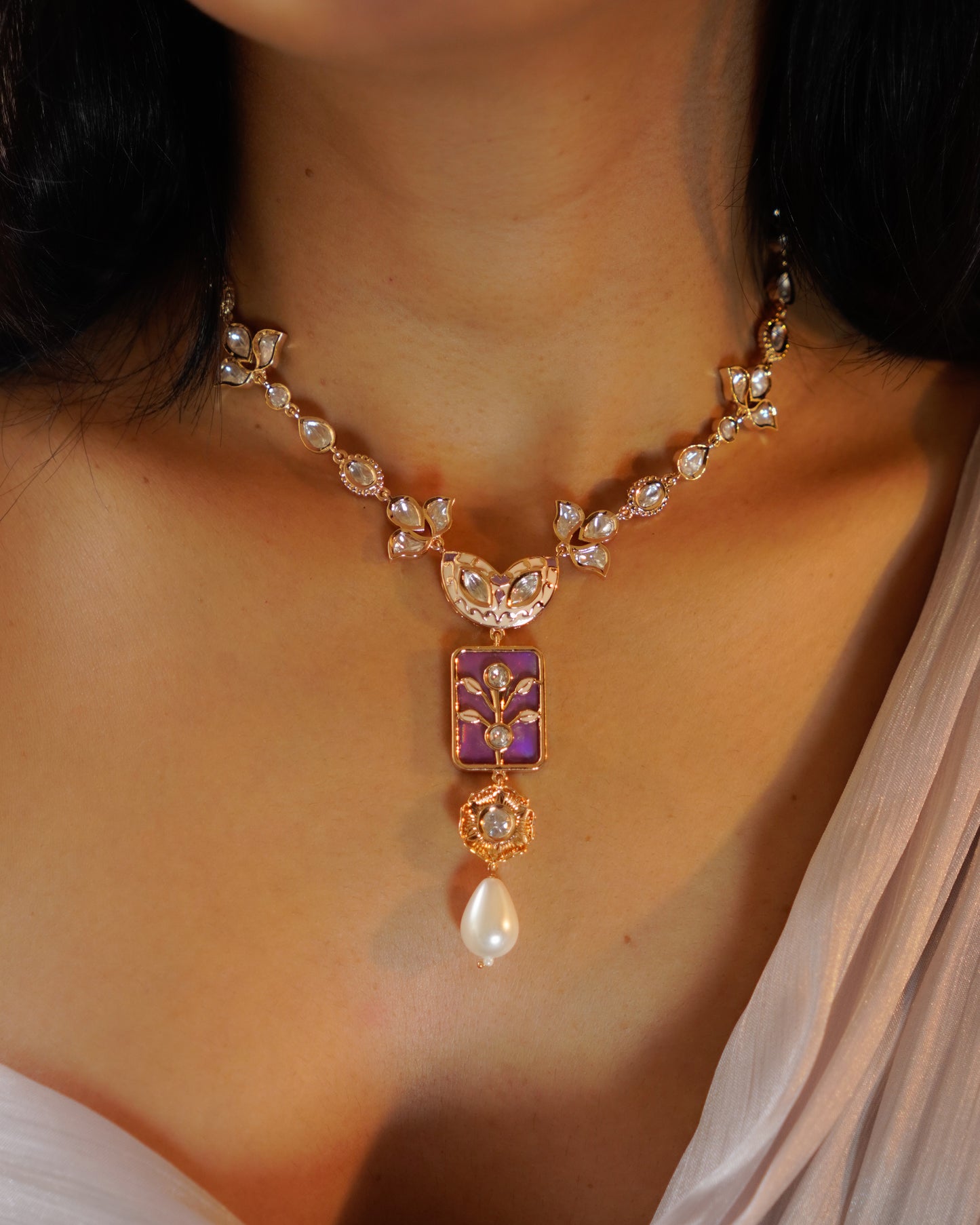 ROOP- Pink Pearl Pendant Necklace Set