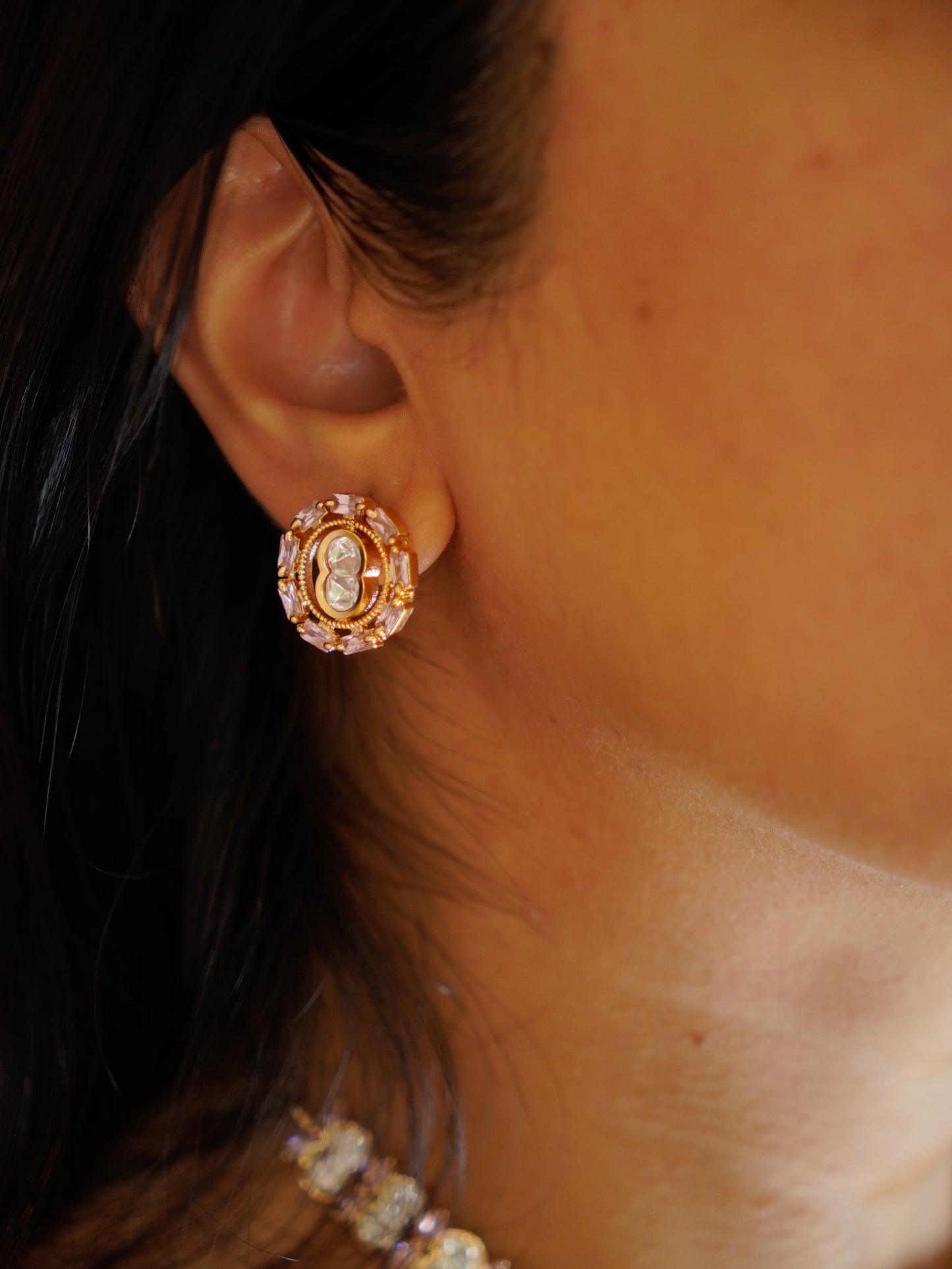ROOP- Pink Crazy Cocktail Party Necklace & Earrings Set