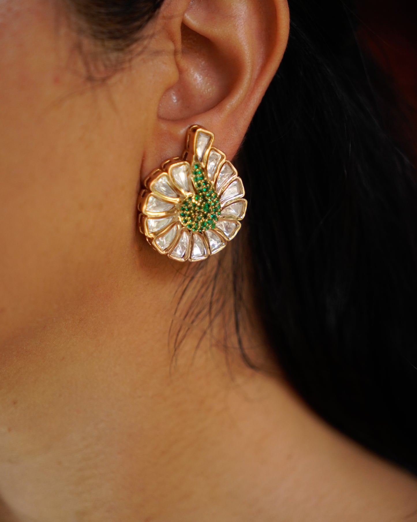 ROOP- Peacock Drama Kundan Studs