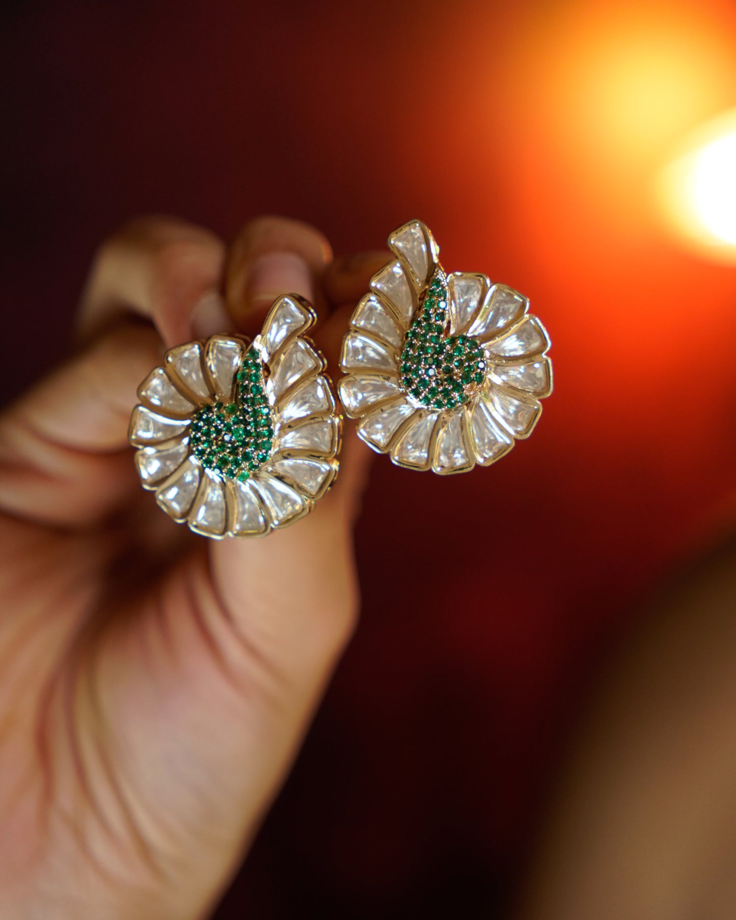 ROOP- Peacock Drama Kundan Studs