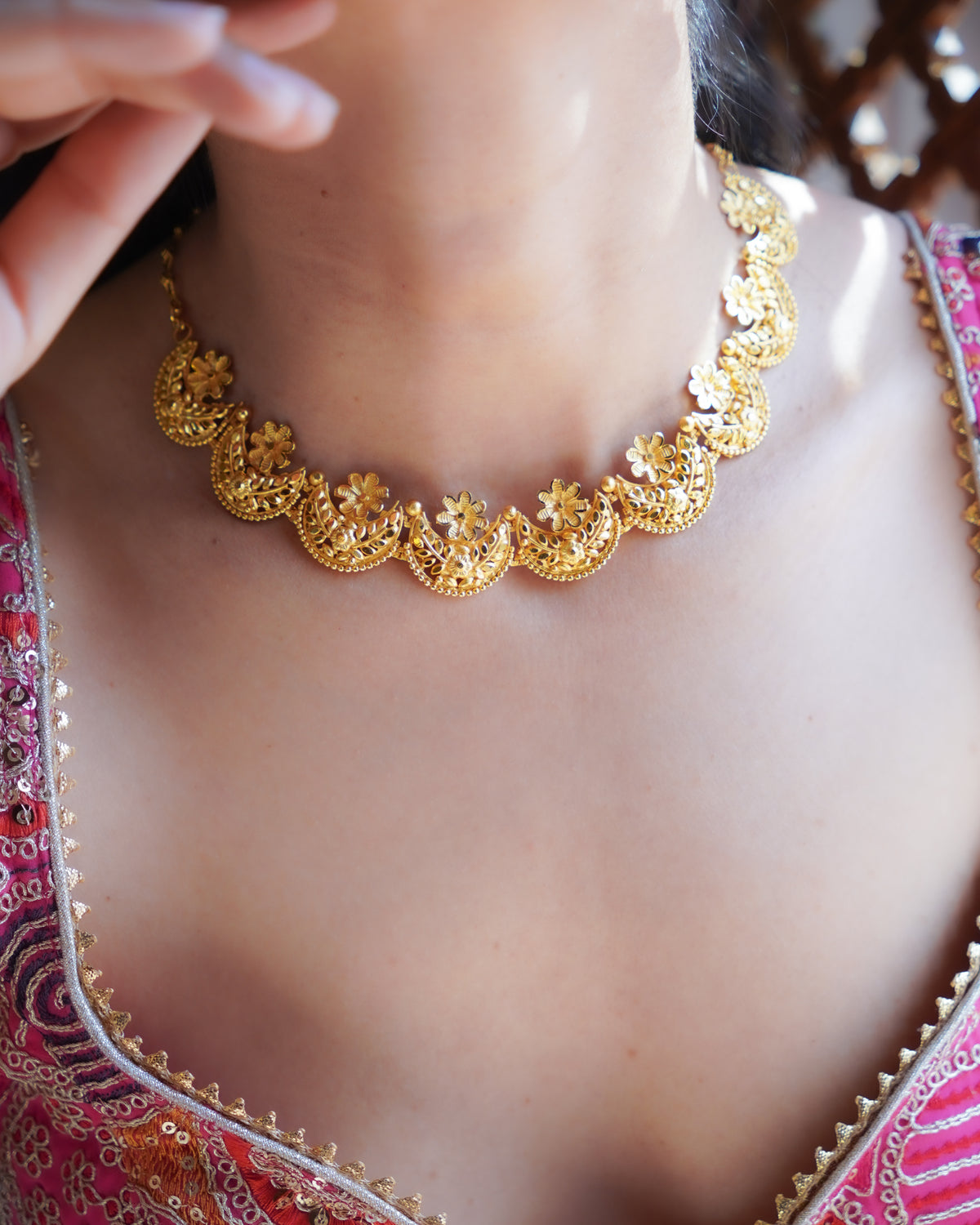 ORO- Chand Tara Gold Necklace set Premium 1 gm Gold Plated