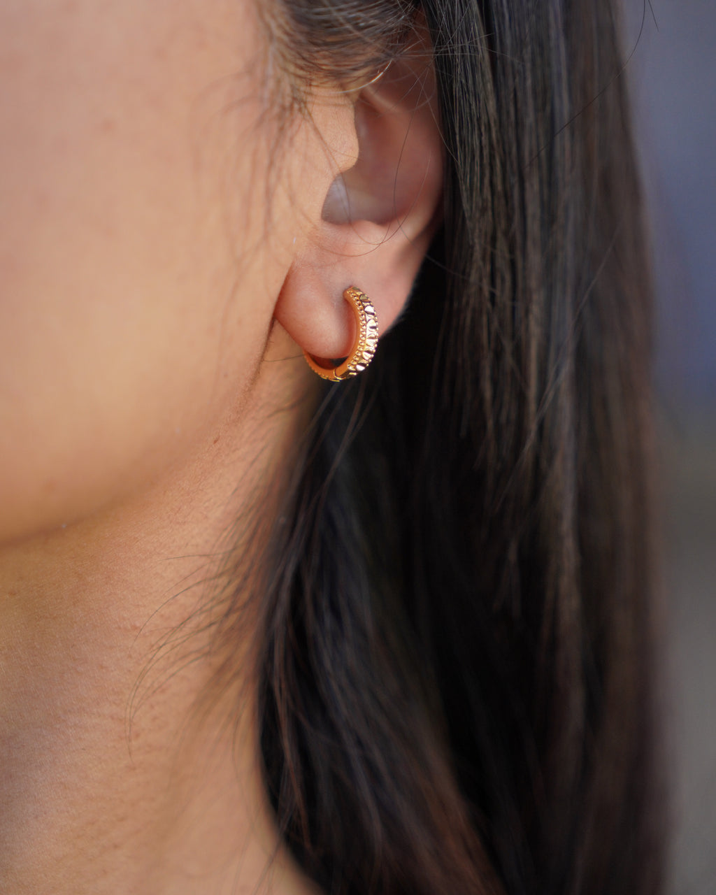 FLORA- Vintage Textured Mini Hoop Earrings