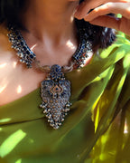 Anassa-Dual Tone Banjara Ghungroo Flower Long Necklace Set