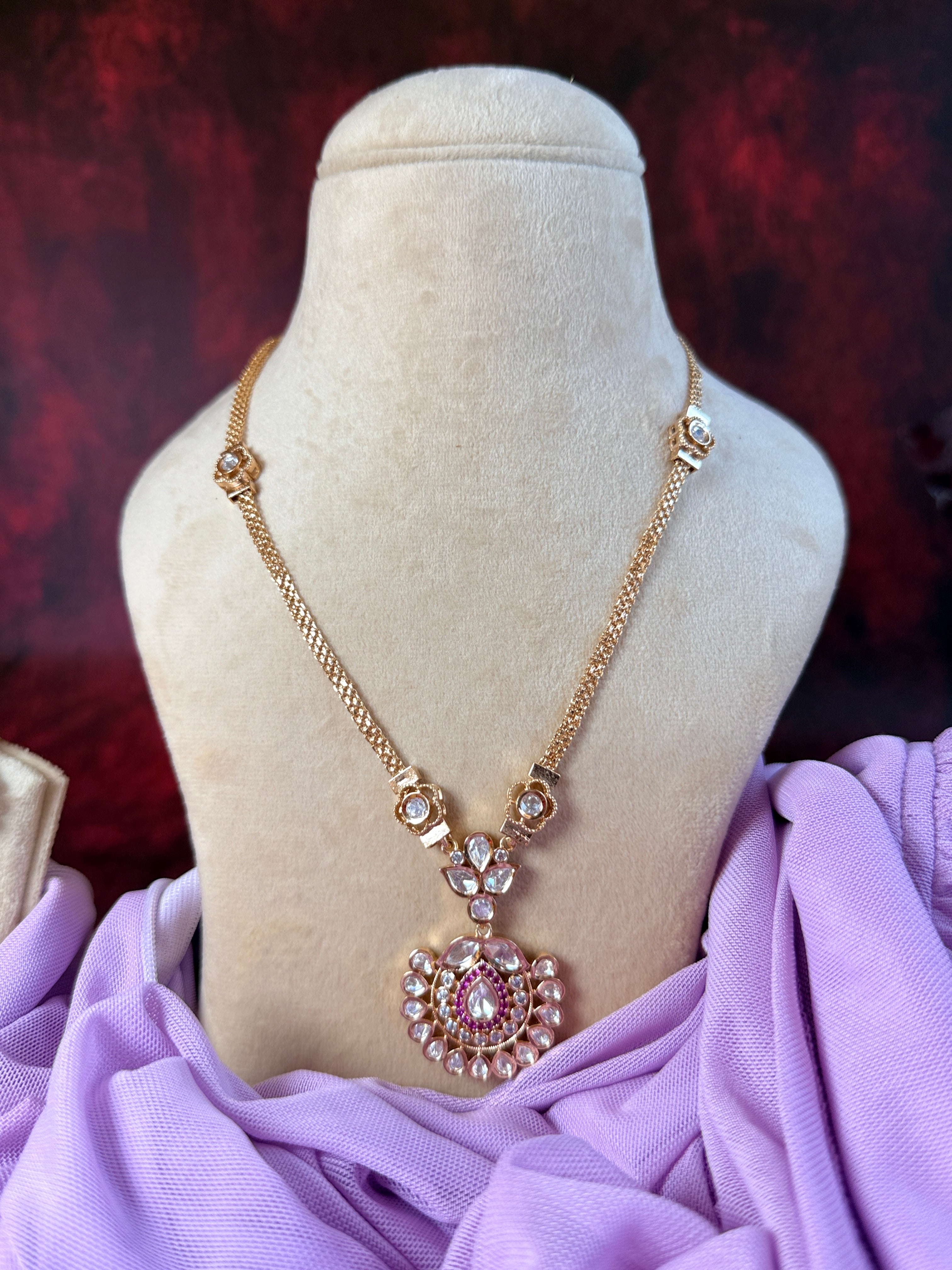 ROOP- Flower Pendant Polki Necklace