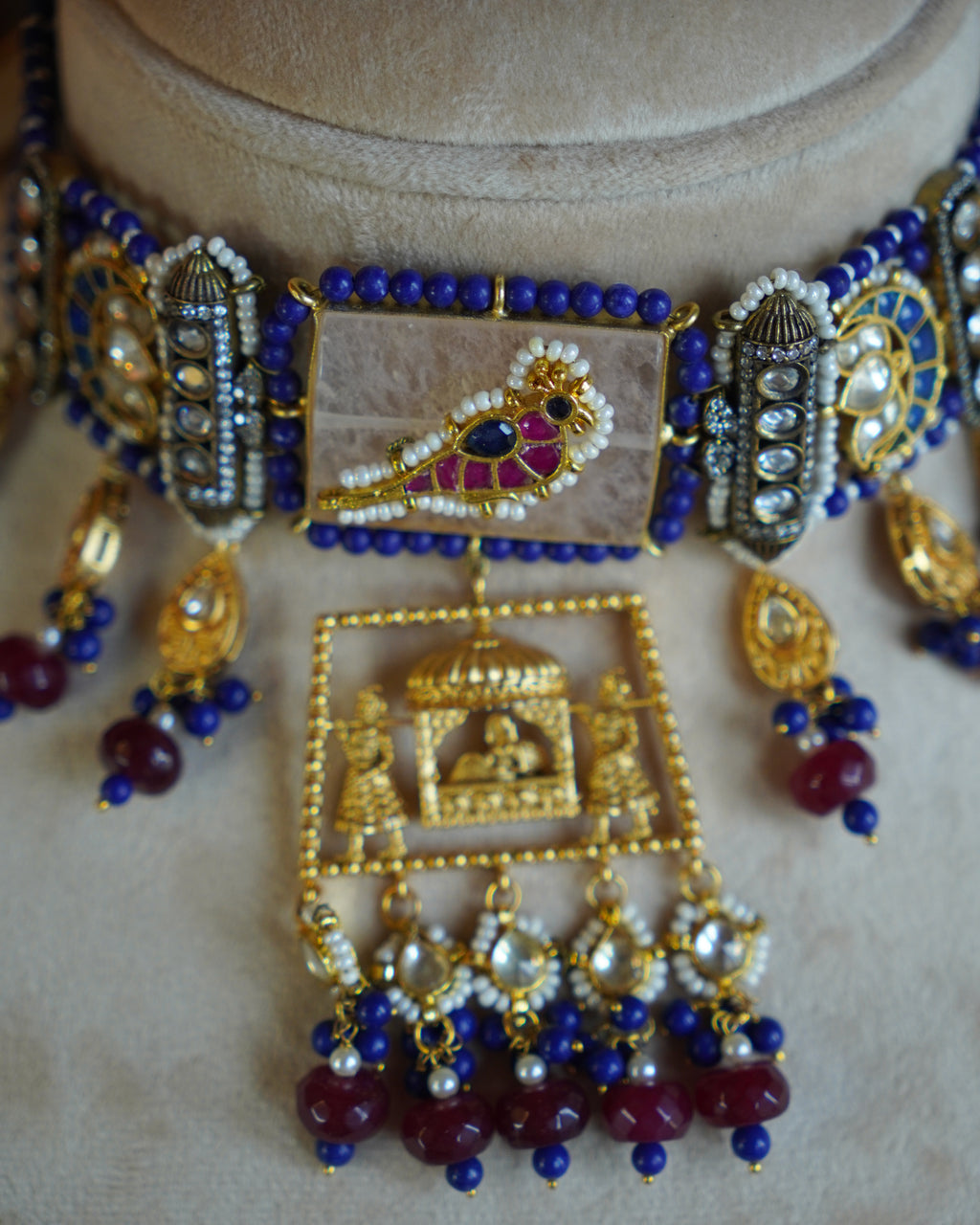 ROOP- Bride and Wedding Palki Stonework Kundan Choker Set
