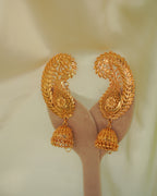 ORO-  Traditional Paisley Ear Cuffs with Jhumka | Premium Micro Plated Mango Kaan Chain Earrings