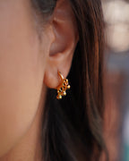 FLORA- Gold Ball Drop Hoop Earrings