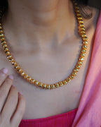 ORO-  Premium 1 Gram Gold Plated Textured Globe Mala Necklace | Micro Plated Traditional Crown Bead Haram Long Chain