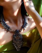 Anassa-Dual Tone Banjara Ghungroo Flower Long Necklace Set