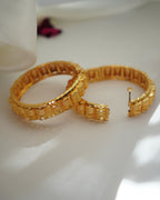 ORO- Structural Heritage Kada Set – 1gm Gold Plated Intricate Geometric Net Work Bangles set of 2