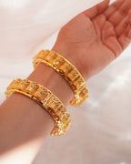 ORO- Structural Heritage Kada Set – 1gm Gold Plated Intricate Geometric Net Work Bangles set of 2