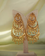 ORO- Three Tier Chandbali Earrings | Micro Plated Intricate Multi Layer Jhumka Dangles