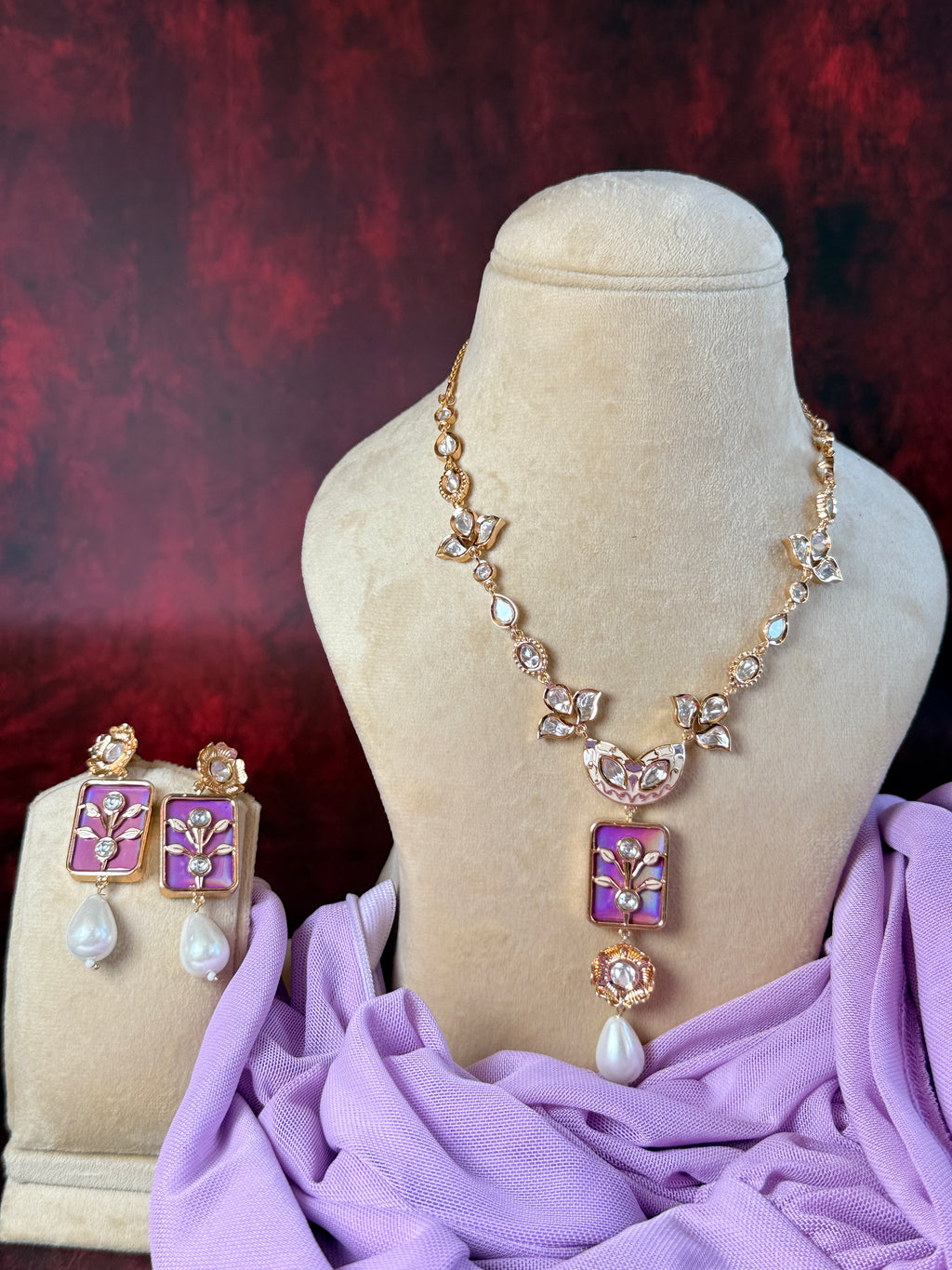 ROOP- Pink Pearl Pendant Necklace Set