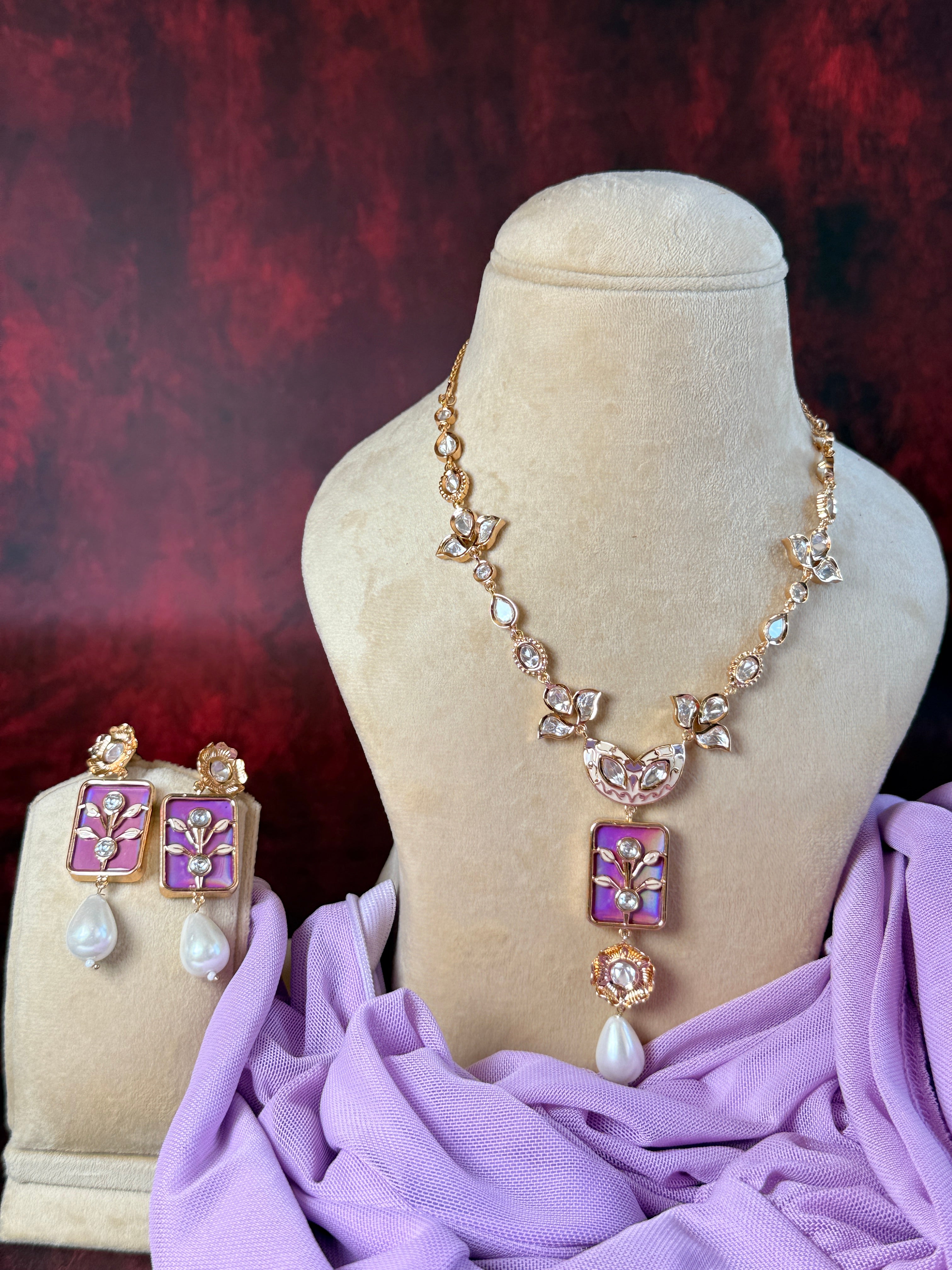 ROOP- Pink Pearl Pendant Necklace Set