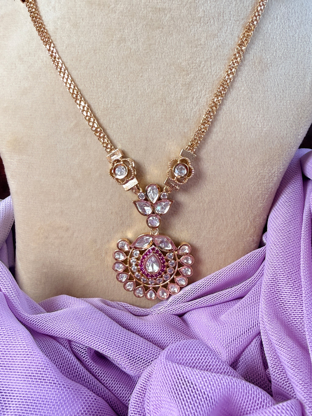 ROOP- Flower Pendant Polki Necklace