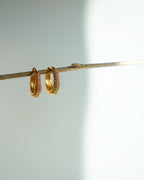 FLORA- Gold Pavé Hoop Earrings |Minimal Zircon Huggie Hoops for Everyday Wear