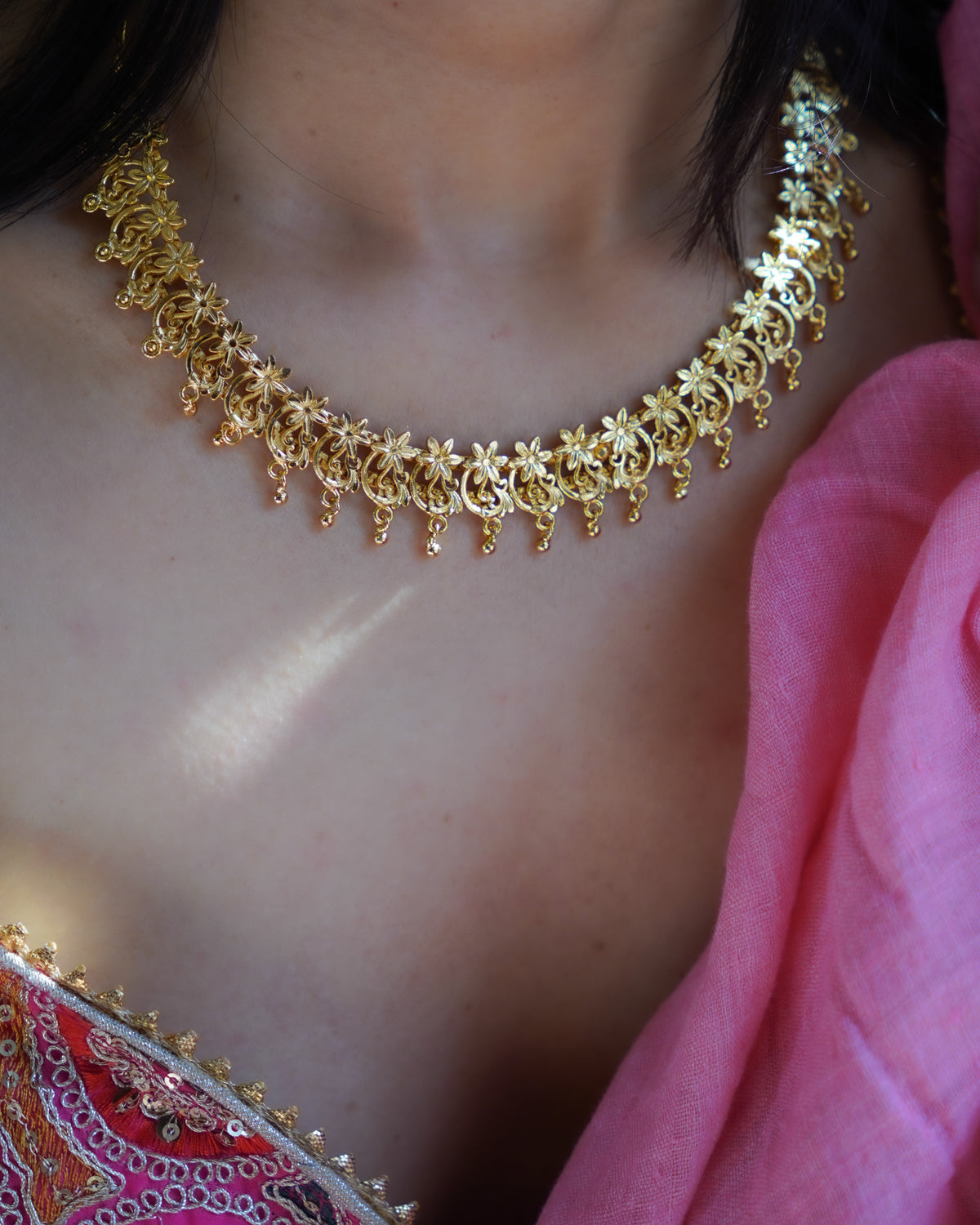 ORO-Gold Necklace with Earrings