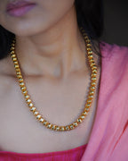ORO-  Premium 1 Gram Gold Plated Textured Globe Mala Necklace | Micro Plated Traditional Crown Bead Haram Long Chain