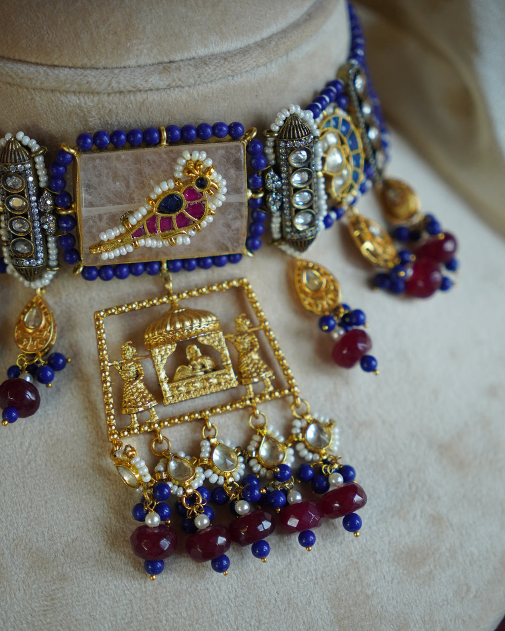 ROOP- Bride and Wedding Palki Stonework Kundan Choker Set
