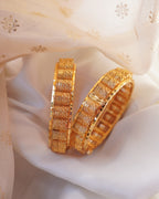 ORO- Structural Heritage Kada Set – 1gm Gold Plated Intricate Geometric Net Work Bangles set of 2