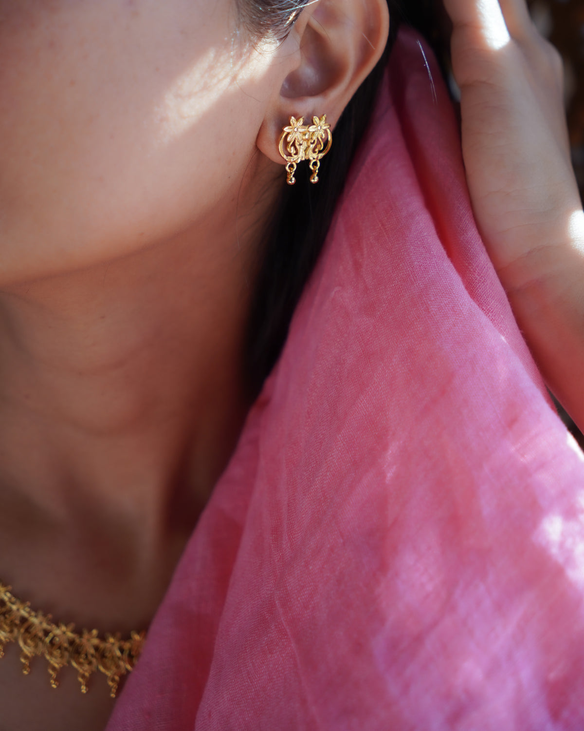 ORO-Gold Necklace with Earrings