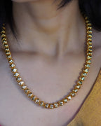 ORO-  Premium 1 Gram Gold Plated Textured Globe Mala Necklace | Micro Plated Traditional Crown Bead Haram Long Chain