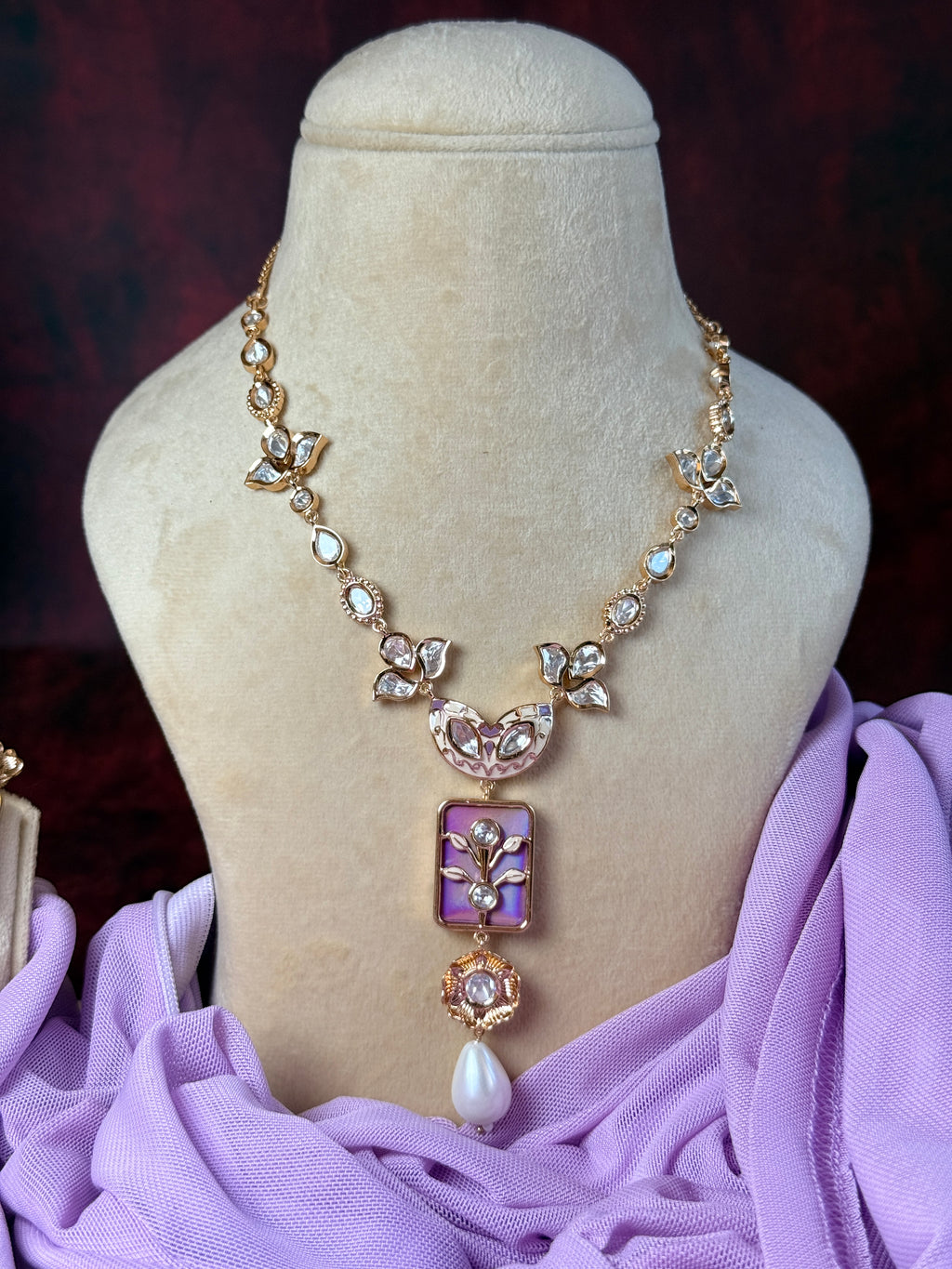 ROOP- Pink Pearl Pendant Necklace Set