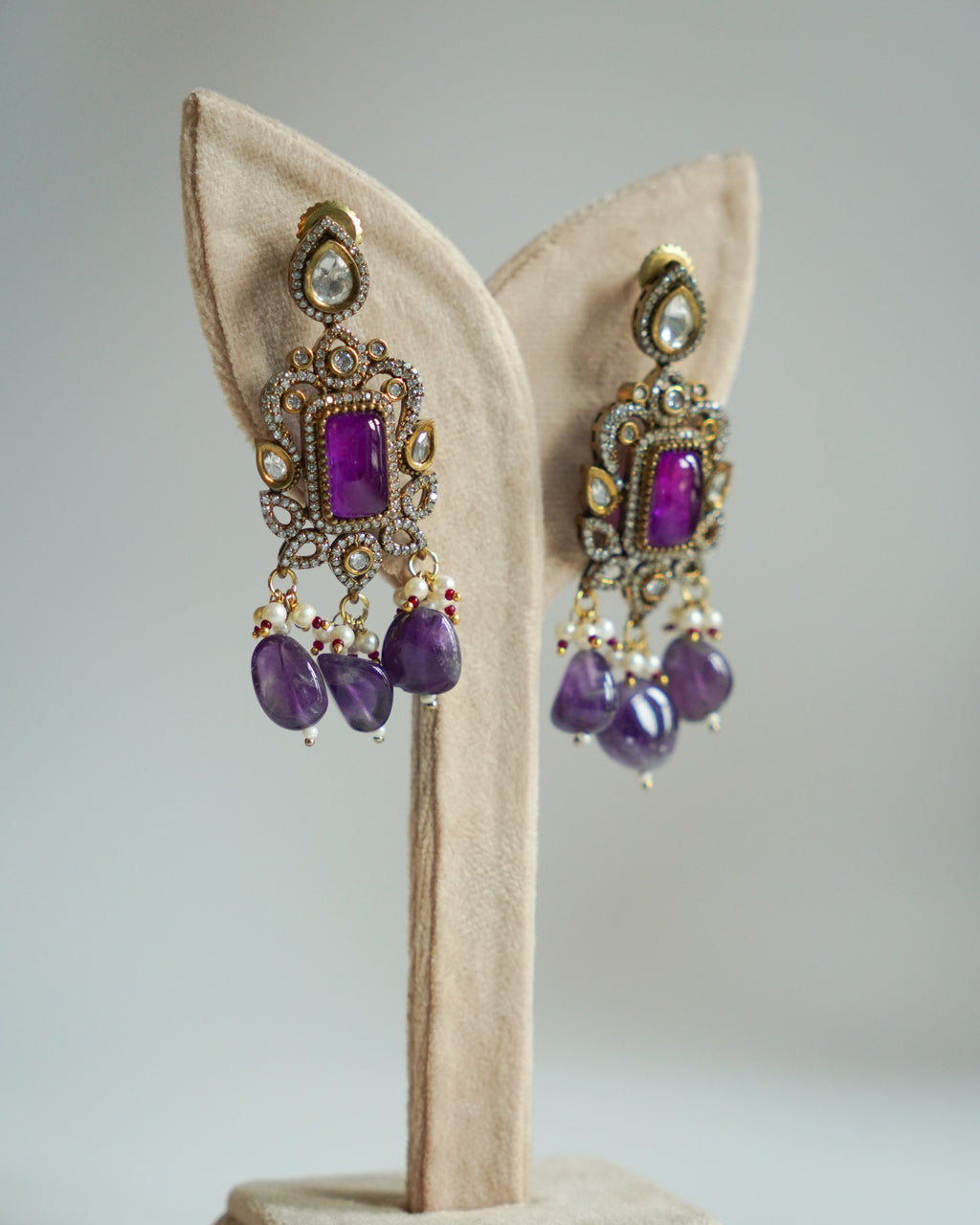 ZIKHIN-Royal Victorian Kundan Stonework Necklace Set