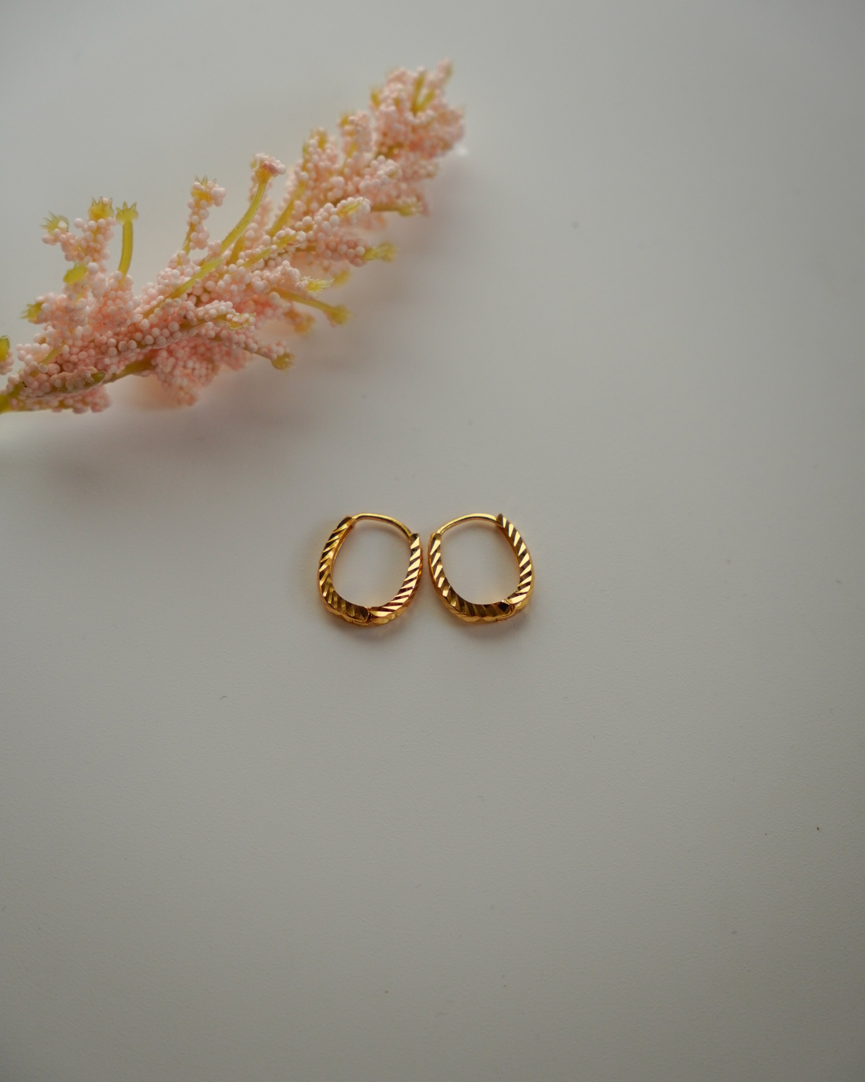 FLORA-Diamond Cut Gold Hoop Earrings for Women | Textured Lightweight Everyday Hoops