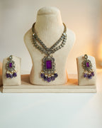 ZIKHIN-Royal Victorian Kundan Stonework Necklace Set