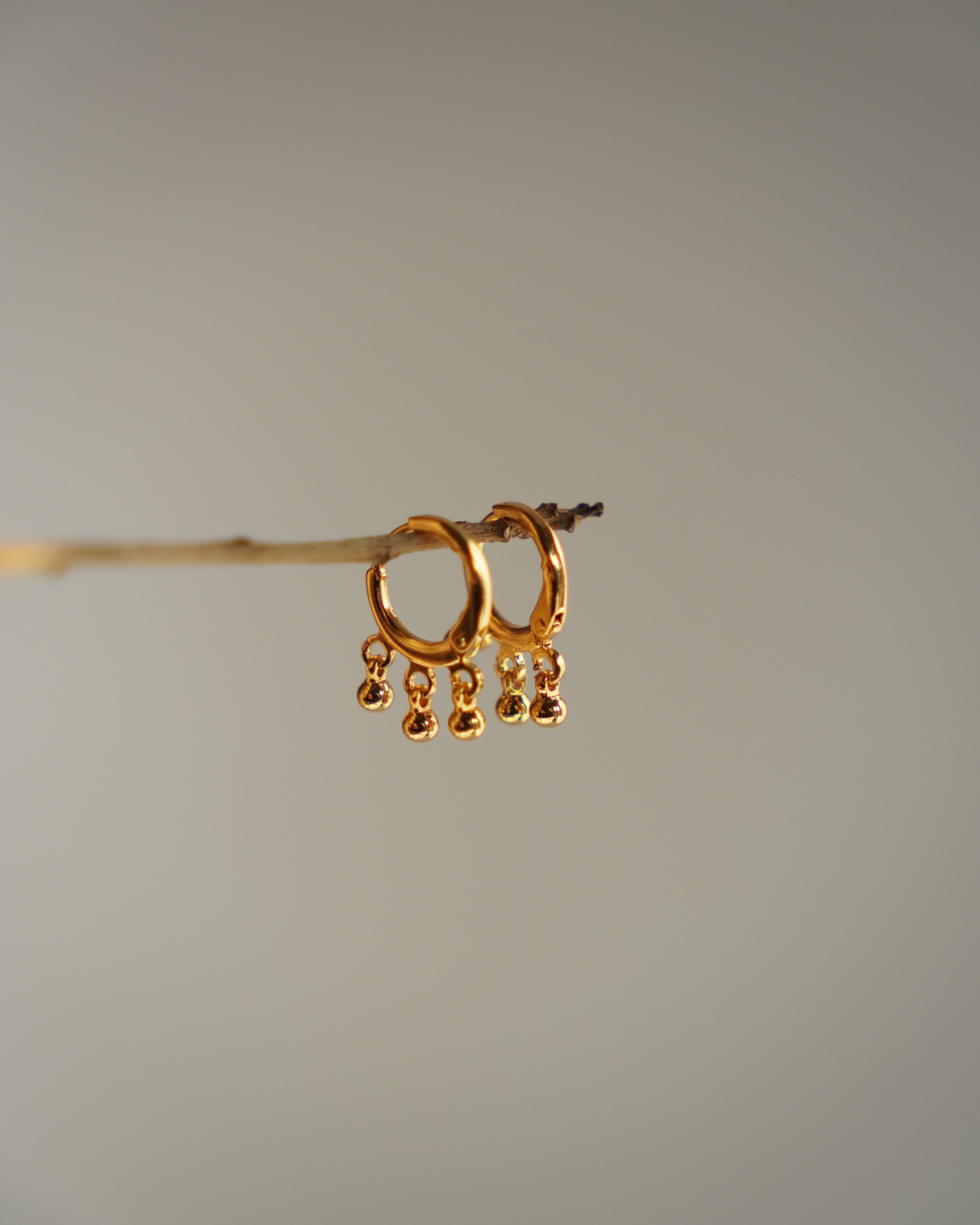 FLORA- Gold Ball Drop Hoop Earrings