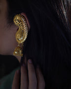 ORO-  Traditional Paisley Ear Cuffs with Jhumka | Premium Micro Plated Mango Kaan Chain Earrings