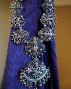 Anassa- Oxidised Temple Jewellery Necklace Set with Earrings – Antique Silver Finish Brass, Goddess Pendant Statement