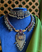 Anassa-Dual Tone Banjara Ghungroo Flower Long Necklace Set