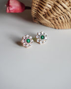 ROOP- Gold Kundan Floral Stud Earrings