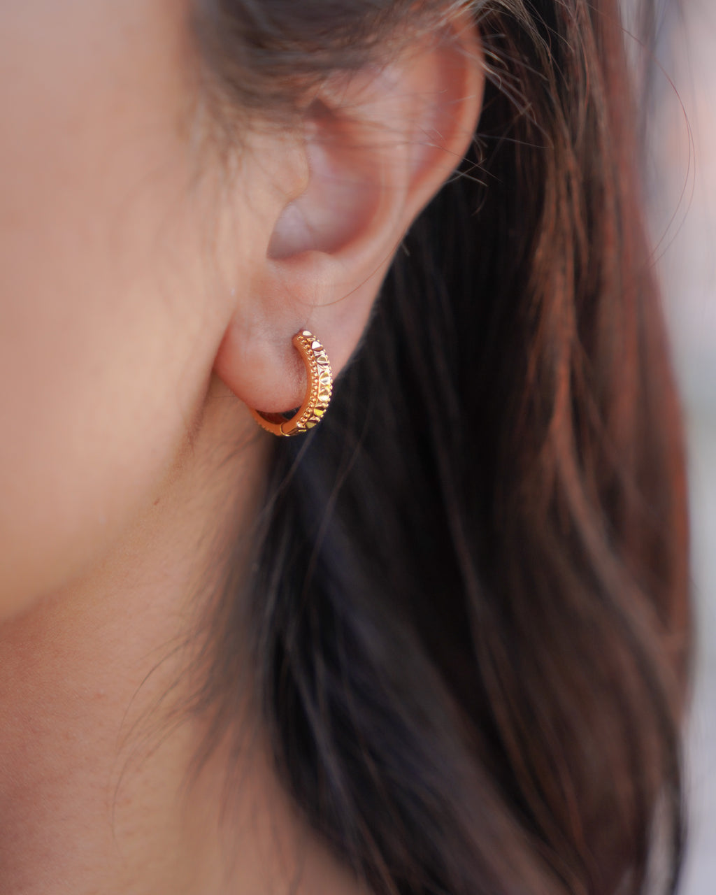 FLORA- Vintage Textured Mini Hoop Earrings