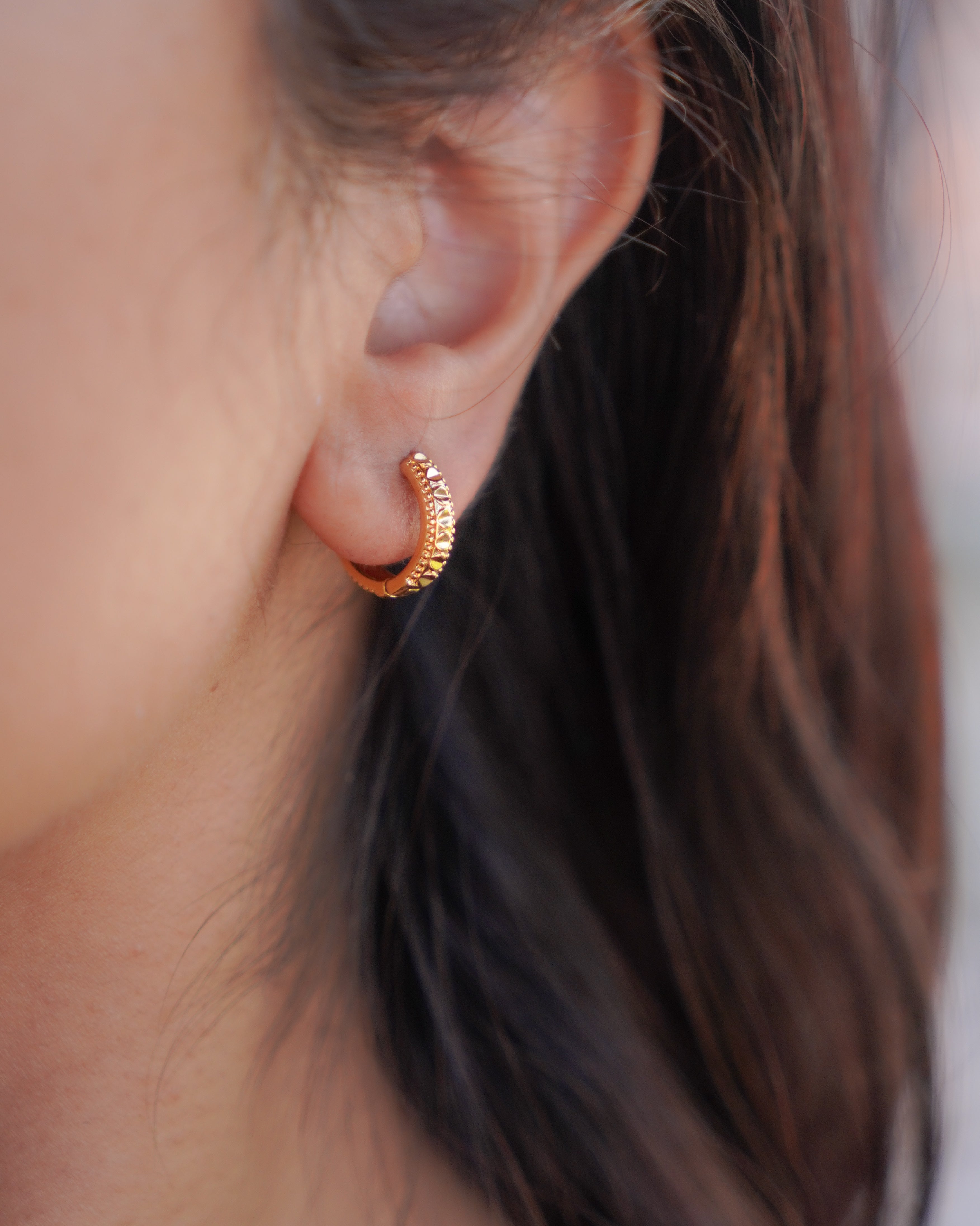 FLORA- Vintage Textured Mini Hoop Earrings