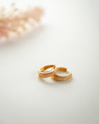 FLORA- Gold Pavé Hoop Earrings |Minimal Zircon Huggie Hoops for Everyday Wear
