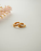 FLORA- Gold Pavé Hoop Earrings |Minimal Zircon Huggie Hoops for Everyday Wear