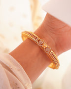 ZORA -  Premium 1 Gram Gold Plated American Diamond Kada Bangles | Micro Plated Stone Encrusted Traditional Bracelets Set of 2