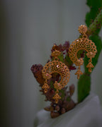ORO-Elegant Peacock Floral Chandbali Earrings