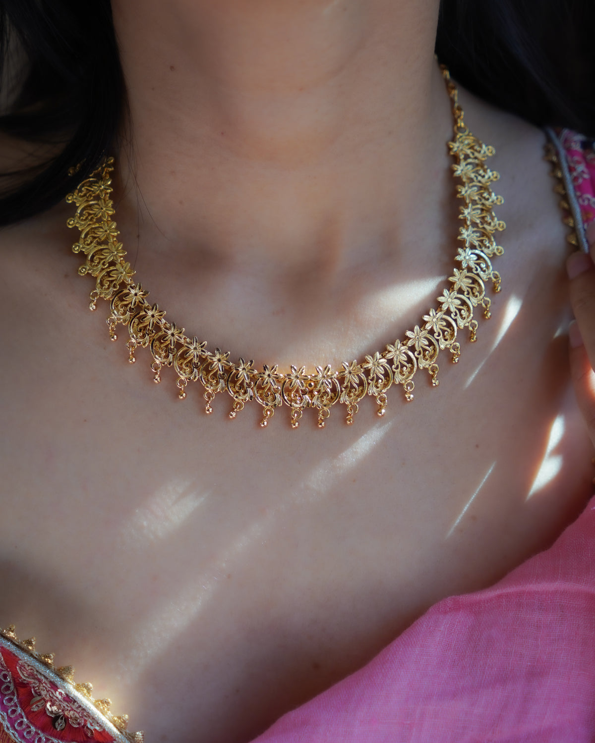 ORO-Gold Necklace with Earrings