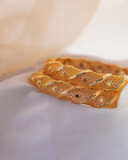 ZORA - Premium 1 Gram Gold Plated Twisted Mesh Bangles | Micro Plated Spiral Filigree Traditional Bracelets Set of 2
