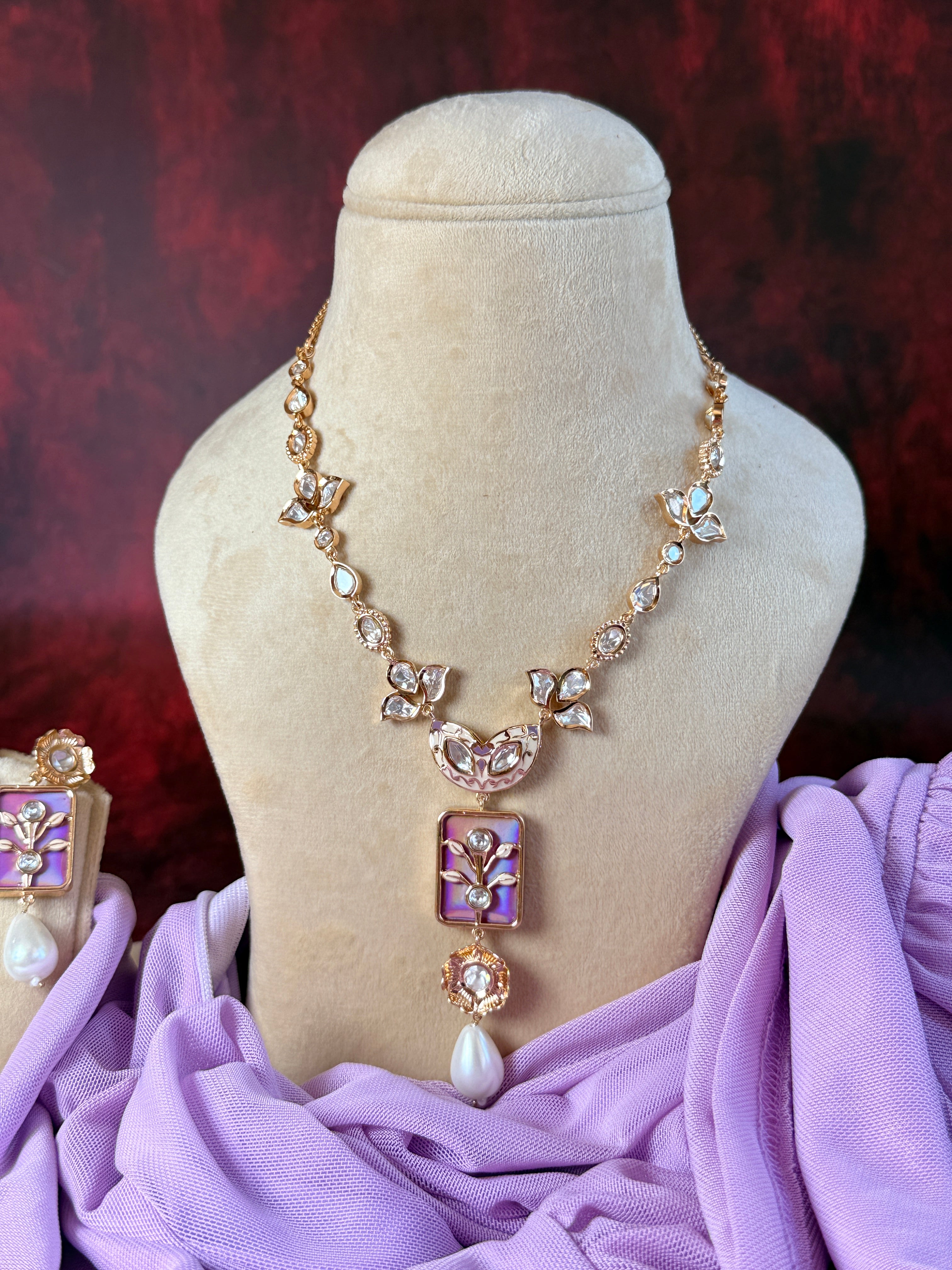 ROOP- Pink Pearl Pendant Necklace Set