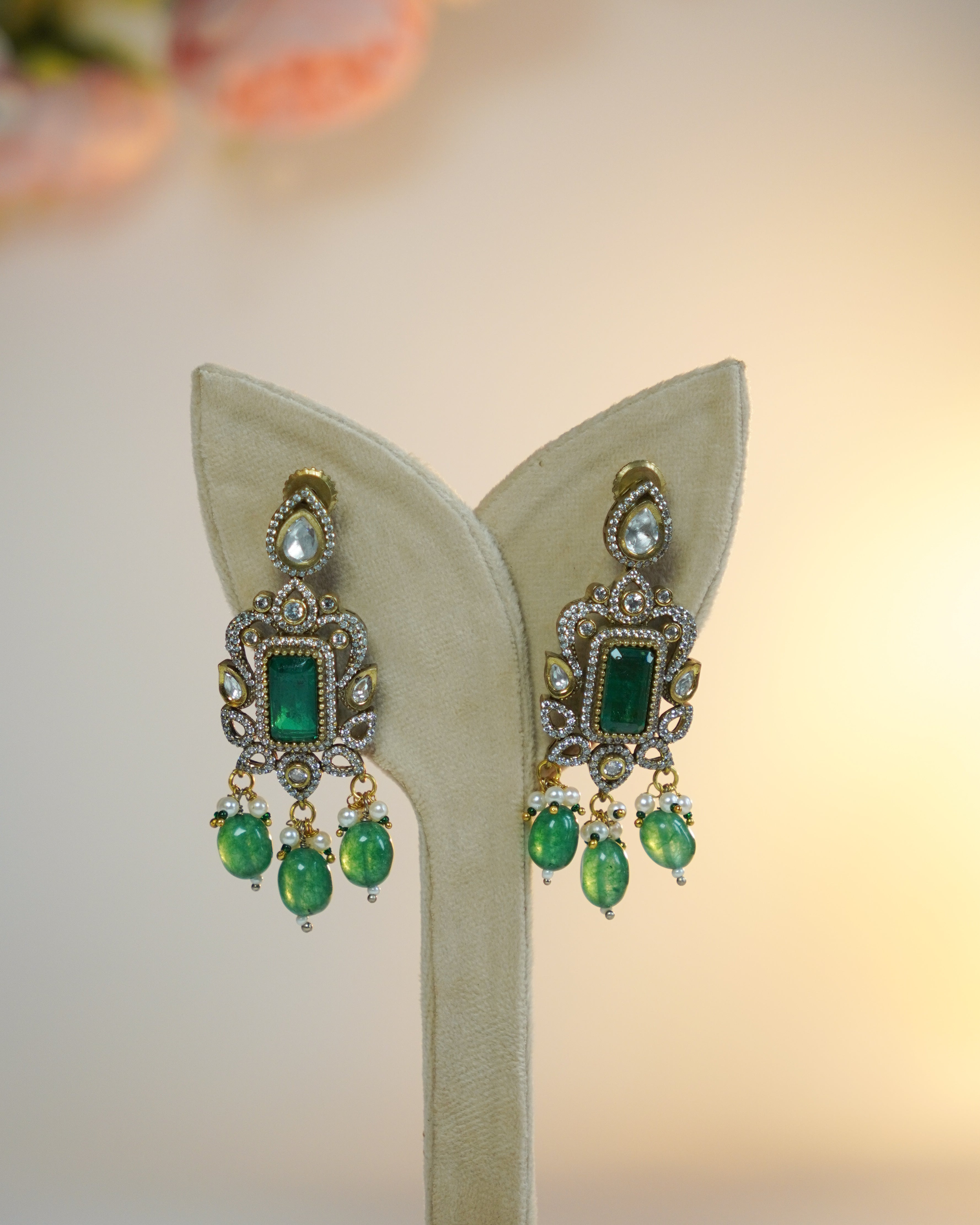 ZIKHIN-Royal Victorian Kundan Stonework Necklace Set