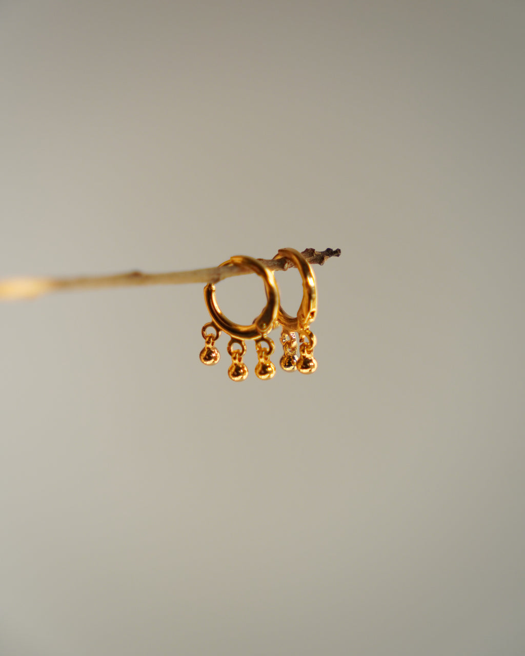 FLORA- Gold Ball Drop Hoop Earrings