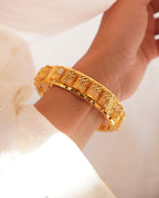 ORO- Structural Heritage Kada Set – 1gm Gold Plated Intricate Geometric Net Work Bangles set of 2