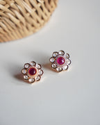 ROOP- Gold Kundan Floral Stud Earrings